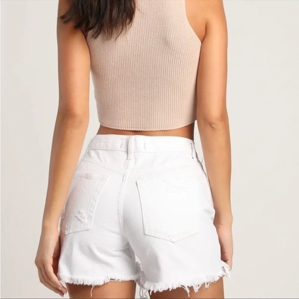 Free People Maggie Mid-Rise Shorts Distressed Optic White 25 beach summer spring